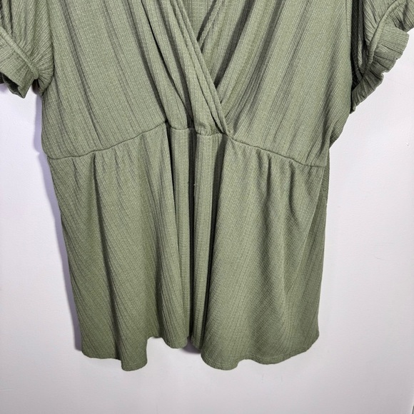 Torrid Olive Green Ribbed Surplice Peplum Top Size 4x Babydoll Top - Picture 6 of 12